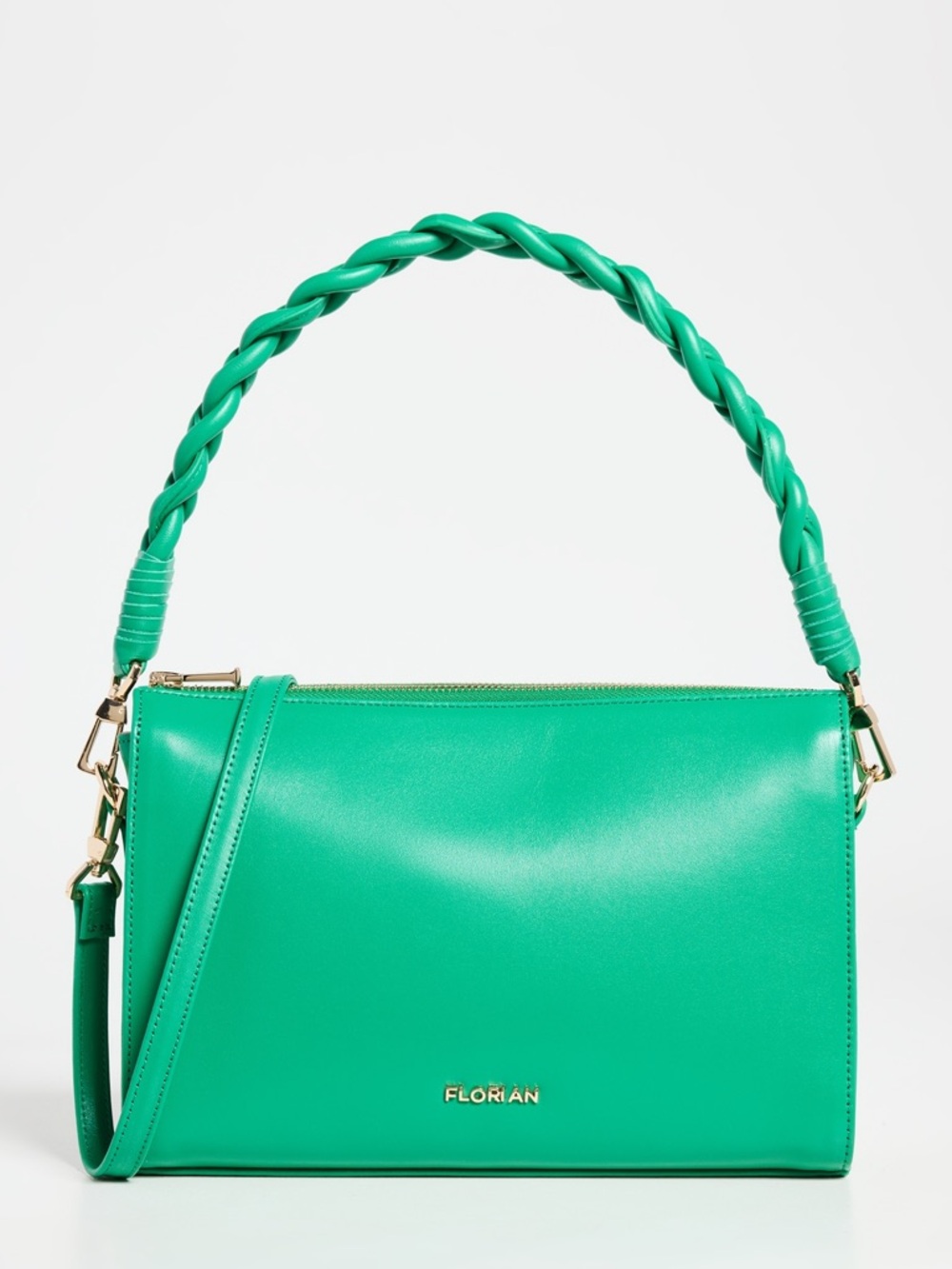 New Florian London Emerald Green Leather Shoulder Bag With Multiple Straps